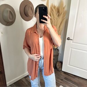 Z Supply Resort Wear Oversized Button Up Short Sleeve Shirt Size XS